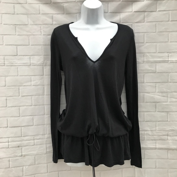 Splendid Tops - Splendid Black Long Sleeve Top Drawstring Waist Splendid Tops - Splendid Black Long Sleeve Top Drawstring Waist
